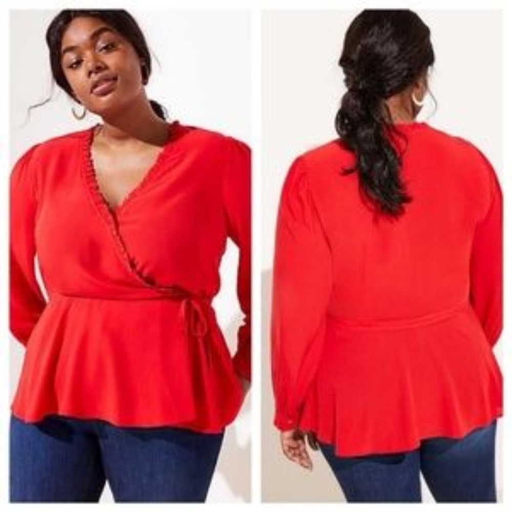 LOFT PLUS RUFFLE WRAP BLOUSE